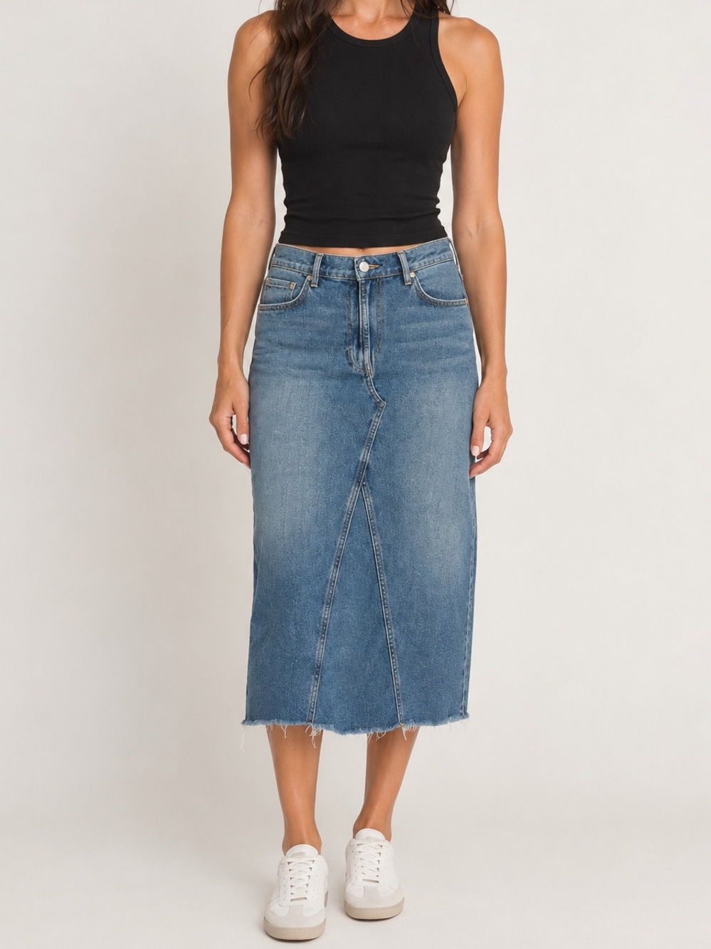 Rails Denim Classic Vintage Sapphire Blue Denim Midi Skirt